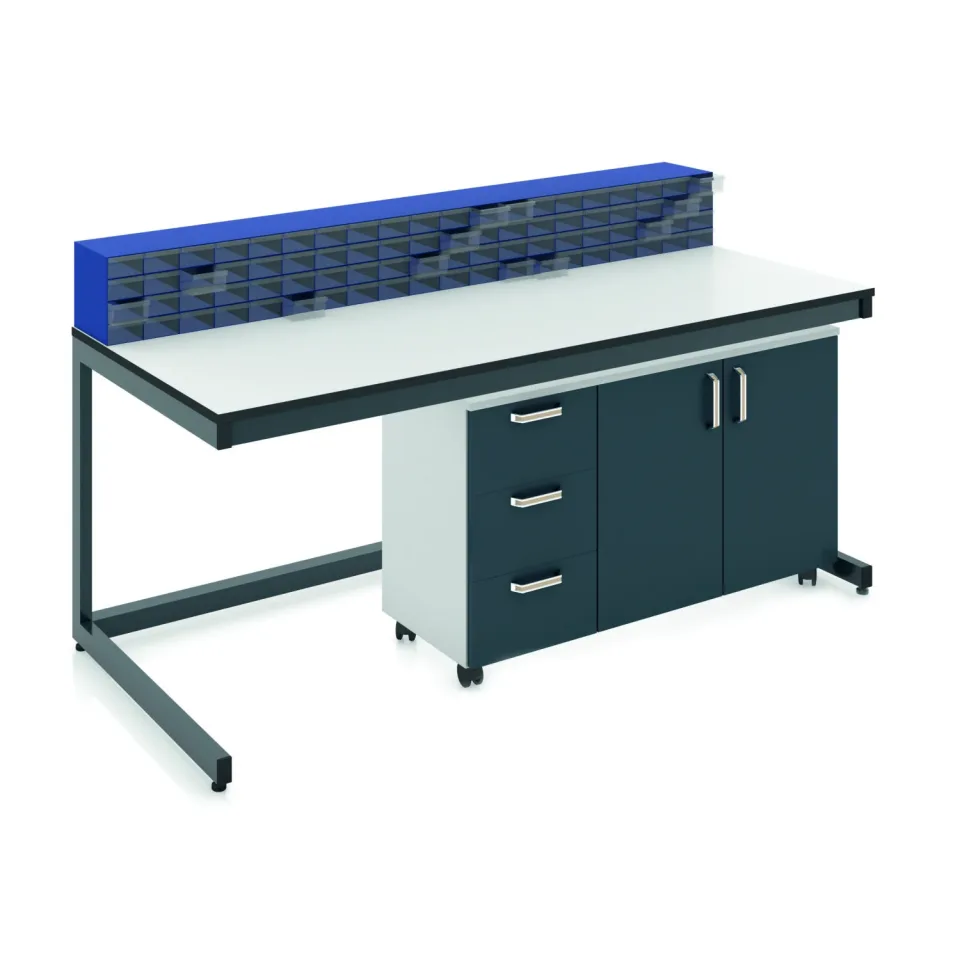 Workshop Table with Plastic Drawers - Image 1