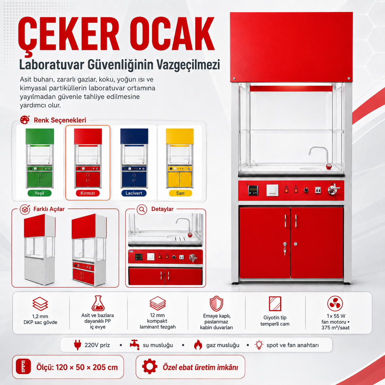 ÇEKER OCAK - POST (3) Çeker Ocak Panoramik Camlı Elektrik Motorlu Açılır Cam (50x120x205 cm) - Görsel 1